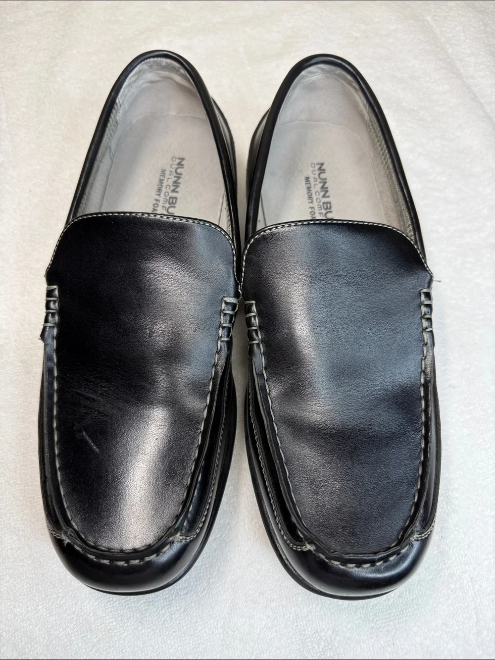 Nunn Bush Cale Black Leather Slip On Loafers Driving Moc Toe Men Preppy Comfy 8